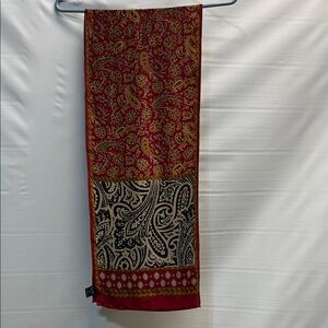 Carole Little 100% Silk Paisley Scarf Red Black Gold